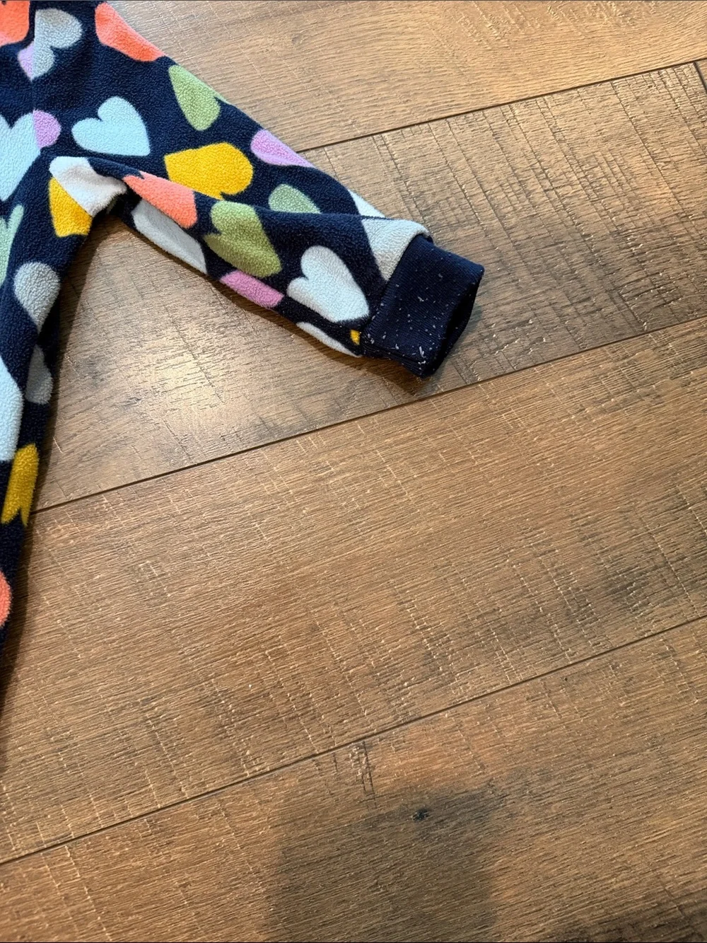 Carter's Navy Fleece Footed One-Piece with Multicolor Hearts